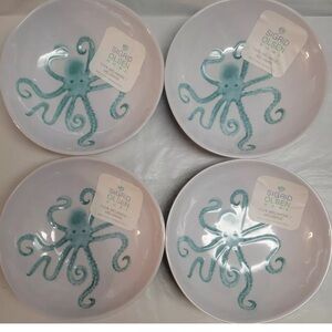 Sigrid Olsen Home 4pc Melamine Octopus Cereal Salad Bowl Snack Nautical Ocean 7"